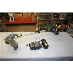 Yardworks Battery Powered Grass Trimmer with Battery and Charger