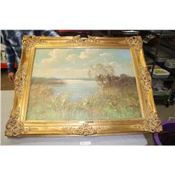 Late 1800s Peter Cox Oil Painting (Frame Damaged) 39.5" W by 31.5" T