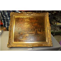 Late 1800s Metyko Oil Painting 31" W by 27" T (Cracks in Frame)