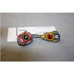 2 Antique Micro Mosaic Pins