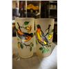 Image 6 : 6 Frosted Hand Painted Tall Glasses of Bird Varieties