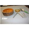 Image 2 : Wooden Nut Bowl with 3 Picks and Nut Cracker, Ash Tray and Flour Scoop
