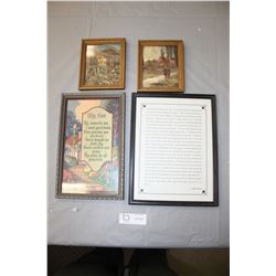2 5" by 6" Gold Frame European Scenes, Framed Verse "What a Man Learns" 9" by 12" and "My Son" Poem