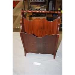 Hand Made Wood Magazine Rack (Likely 1950s) 9" W (Tapered) by 12" L and 18" H