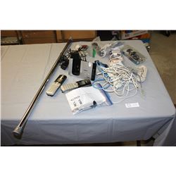 Extendable Curtain Rod, 2 Cordless Phones and Charges and Misc Electronics