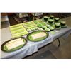 Image 1 : Green Sushi Plate Set (1 Broken Soup Spoon), Chopsticks and Bamboo Mats