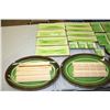 Image 2 : Green Sushi Plate Set (1 Broken Soup Spoon), Chopsticks and Bamboo Mats
