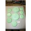 Image 8 : 9 Fire King Jadeite Dishes (5 With Chips)
