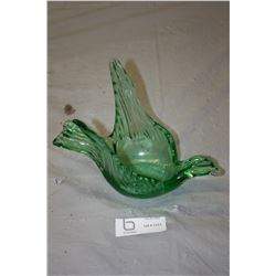 Green Glass Bird Display Dish