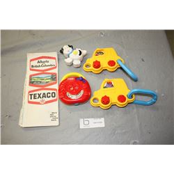 3 Fisher Price Toys, 1 PlaySkol Toy and Map