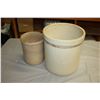 Image 3 : Imperial No 4 Crock (Cracks and Chips) 13" T and Smaller Medalta Crock 9.5" T