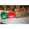 Image 4 : 1975 Wooden 7Up Saskatoon Crate 19.5" by 12.25" by 10" T and Plastic Coca-Cola & 7Up Bottle Carriers