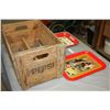 Image 4 : Pepsi-Cola Wooden Saskatoon Crate 19" by 12" by 10" T and 2 1991 Coca-Cola Trays