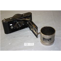 Kodak Co. LTD No 3-A Folding Autographic Brownie Camera and Ohaus 1 Imperial Pint Metal Cup