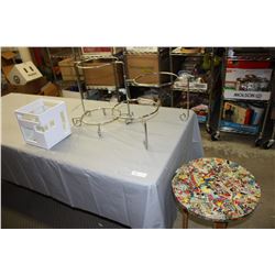 4 Tier Metal Stand, Display Cube and Archie Comic Decorated Wooden Table 24" T by 16" Diameter