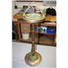 Image 5 : Antique Standing Brass Ash Tray with Green Marble Glass 27.5" T