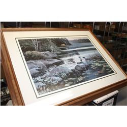 Framed Loons on a Lake by Alan Sakhavarz 43" W by 32.5" T