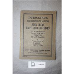 John Deere 1920s Harvesting Machines Instructions