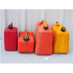 3 Plastic Gas Cans and 1 Diesel Can