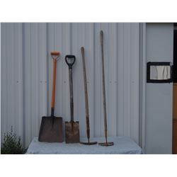 2 Shovels and 2 Garden Hoes