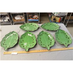 6 Green Leaf Serving Platters