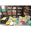 Image 1 : Plastic Collapsible Crate w/ Misc. Tupperware and Containers