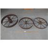 Image 1 : 3 Vintage Steel Wheels (28", 24", 24" Diameter)