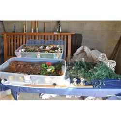 Assorted Christmas and Craft Supplies with Plastic Totes