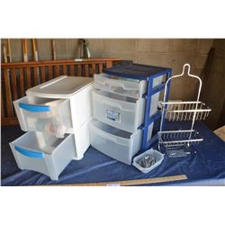 Plastic 3 Drawer Organizer, Metal Rack and 2 Plastic Storage Units