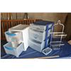 Image 1 : Plastic 3 Drawer Organizer, Metal Rack and 2 Plastic Storage Units