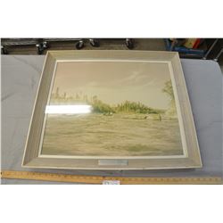 Fishing on the Church Hill River-Sask. CN Framed Picture (28"X24")