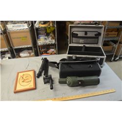 Ducks Unlimited Wood Inlay Picture and Spotting Telescope w/ Case