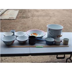11 Pieces of Enamel Ware