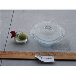 Glass Bowl with Lid and Figurine