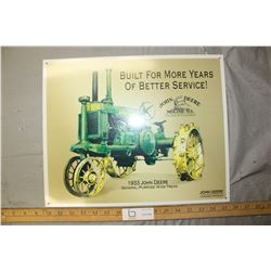 John Deere Tin Sign (Reprint) 16" W by 13" T