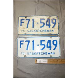 Pair of 1976 License Plates