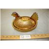Image 1 : Carnival Glass Chicken on a Nest Dish