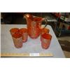 Image 1 : Carnival Glass Pitcher and 5 Cups
