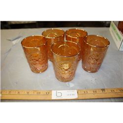 5 Carnival Glass Cups