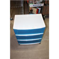 Rolling 3 Drawer Storage Container 15" D by 22" W by 25.25" T
