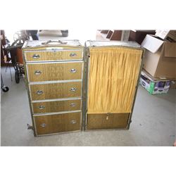 Antique Travelling Wardrobe 42" T 45.5" W (Open) 23" D (When Closed)