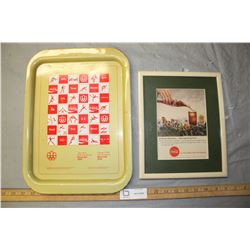 Coca-Cola Framed Advertisement and 1976 Olympics Tray