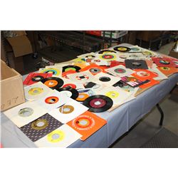 Table Lot of 45s Records