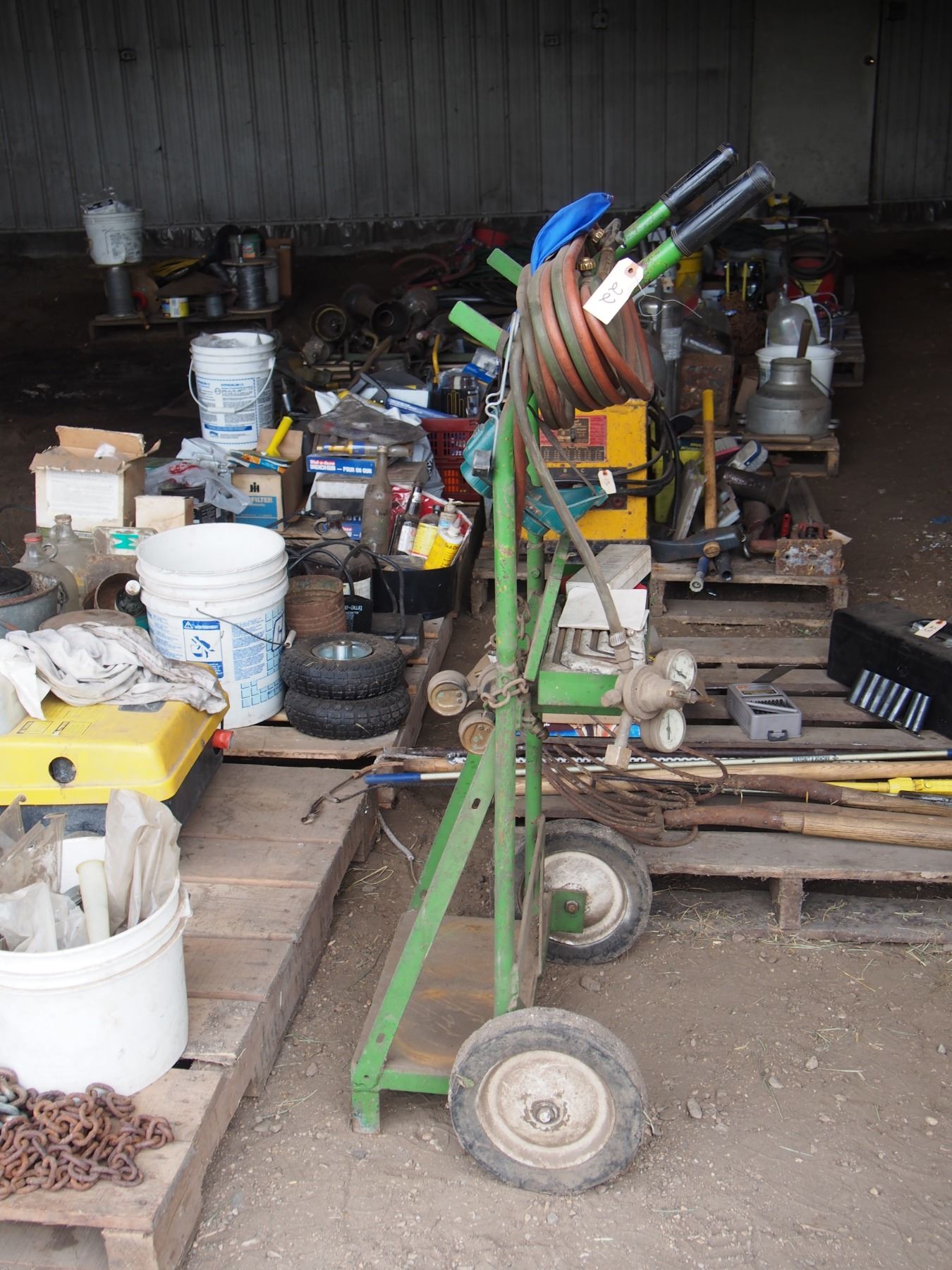Oxygen Acetylene Tank Holder with Gauges, Hose