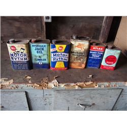 MobilOil, Jack Oil, Atlas, Tumbler, Etc Oil Tins (total of 6)