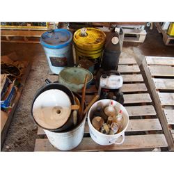 Oils, Funnels, Some Hydraulic Oil, Etc