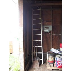 Wooden Ladder, 2 Shovels