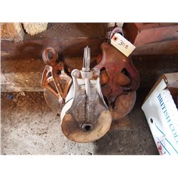 3 Wooden Pulleys