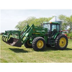 2000 John Deere 7410 Tractor  FWA & FEL  w/ Two Buckets & Grapple
