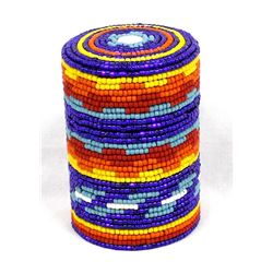 Hand Beaded Wood Canister by Kathy Kills Thunder